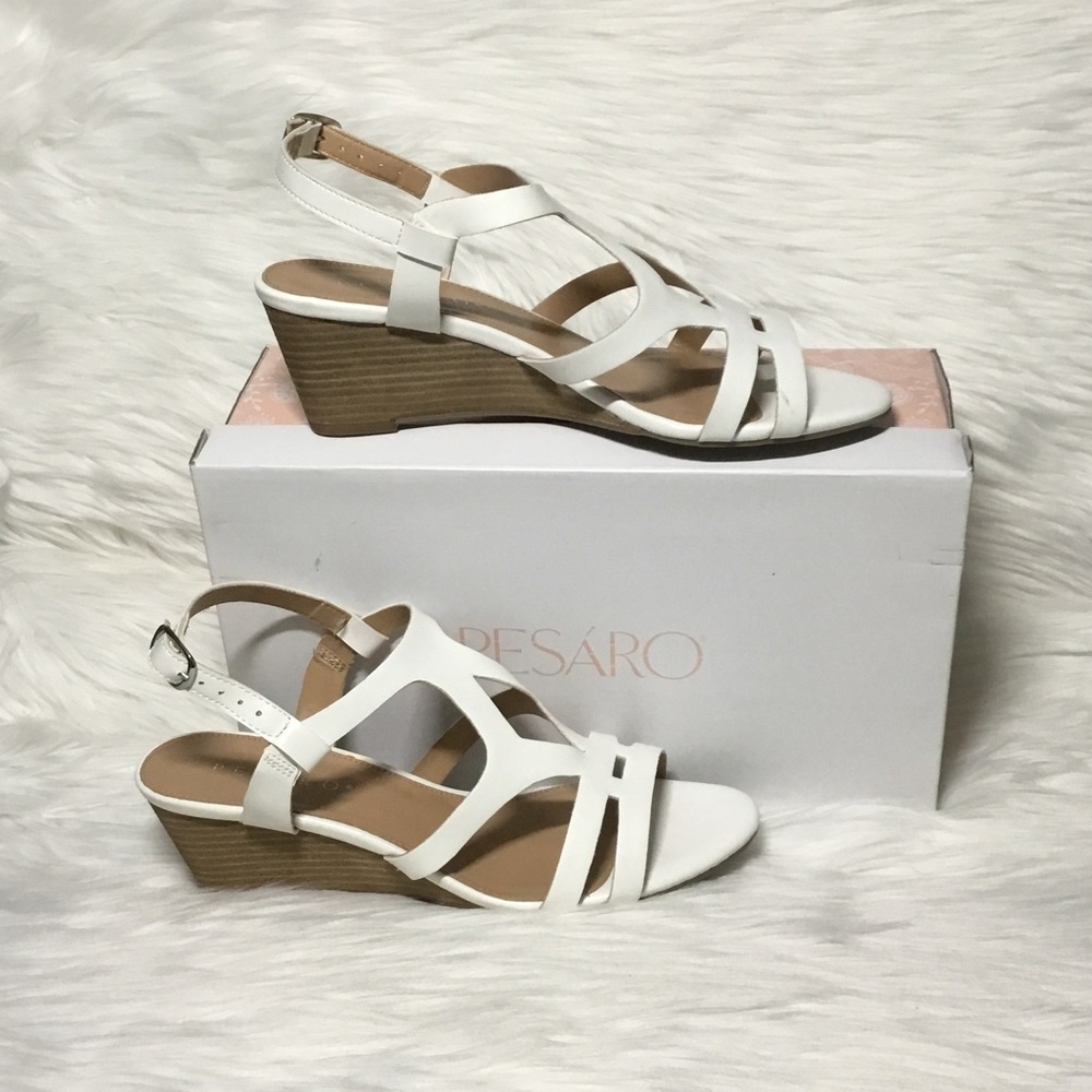 Pesaro Gina Women’s Wedge Sandal, White, 9M - NWT!
